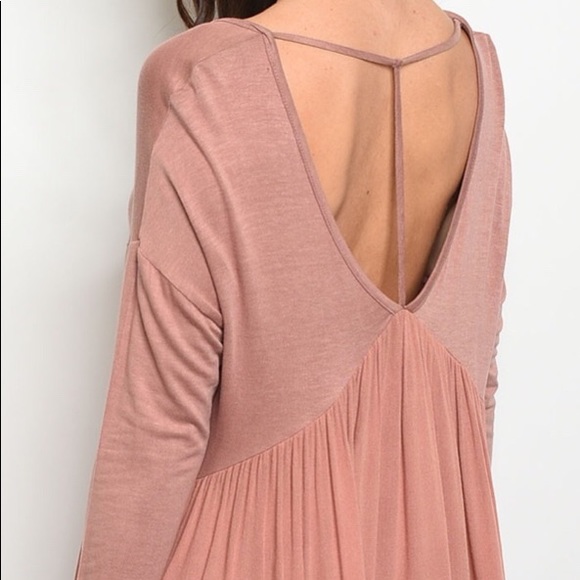 MAUVE BABYDOLL STRAP DESIGN FLOWY TUNIC TOP - Picture 3 of 9